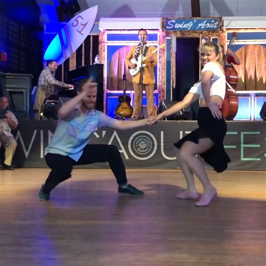 Boogie Woogie Dance Improvisation by Sondre & Tanya at SwingAout Festival 🤩 Dancing to live music by the amazing Vince Bassou with friends! #dancevideo #boogiewoogie #festival #music | Sondre & Tanya