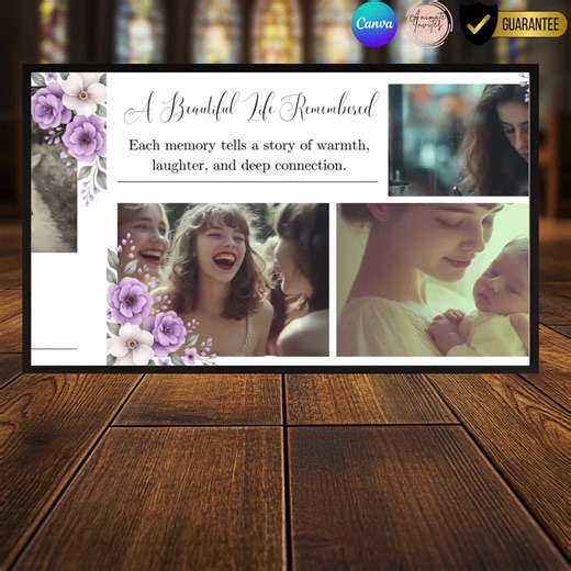 Purple Butterfly Funeral Photo Slideshow Template, Editable Celebration of Life Video Tribute, DIY Memorial Presentation, Canva Slideshow - Etsy