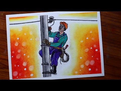 How to draw safety poster for competition / Electrical safety drawing / Vidyut suraksha drawing