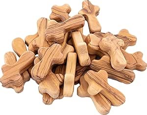 Zuluf 25 Small Olive Wood Comfort Crosses from Bethlehem Israel | Religious Pocket Holding Crosses Gift for Kids and Adults | 6cm / 2.5 Inch Each Cross