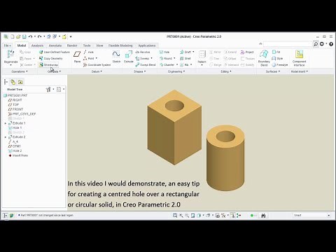 Creating a centred hole in Creo Parametric