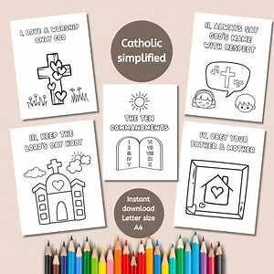 Catholic 10 Commandments Coloring Pages for Kids, Printable Catechism Activity, Bible Verse Coloring Page for Preschoolers - Etsy