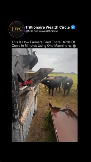Trillionaire Wealth Circle on Instagram: "Efficiency in large cattle operations isn’t a luxury—it’s survival. 🌾🚜 This mobile grain dispenser delivers feed evenly as it moves across the pasture, letting dozens of cattle eat simultaneously without crowding or waste. Precise flow control means uniform portions, minimal spillage, and far less manual labor over huge areas. Instead of endless trips with feed buckets, one smooth pass gets the job done—cutting time, fuel costs, and physical strain whi