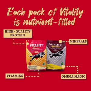206 reactions · 5 comments | Vitality is packed with minerals, vitamins, and Omega Magic that gives your furbabies the nutrients they need. Made in Australia, Vitality is a premium dog food perfect for all types of dogs. #PawsUpForVitality | Vitality Dog Food Ph | Facebook