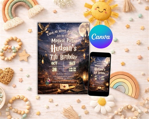 Wizards Witches Birthday Invitation Template Editable Magic School Party Invite, Witch Wizard Invitation, Owl Letter Invite Printable B78 - Etsy