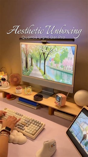 Aesthetic Unboxing Quntis Light Bar Pro ✨ Cozy + RGB Desk Setup Glow