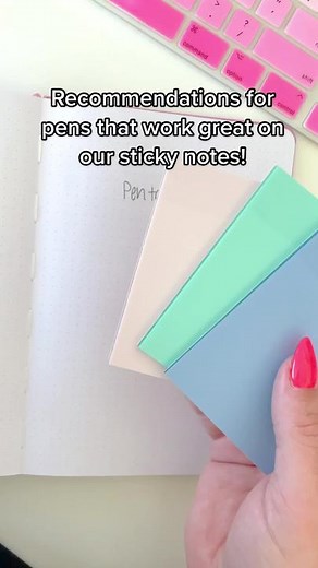 Showing some recommendations for pens that work great with our transparent sticky notes! All of these pens (except for the sharpie) will be available in our shop on friday (6/24) along with new sticky notes and neon restock! 🥰🥳 #stationery #stationeryshop #transparentstickynotes #stickynotes #stationerysupplies #rosecoloreddaze #womenownedbusiness #smallbusiness #fyp #booktok #book #annotating #plannercommunity #planner #plannertok