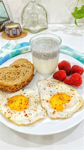 My Healthy Dining | High protein & healthy breakfast idea. Ingredients & Calories👇 🔹2 sunny side up eggs 140 cal 🔹1 Slice toasted multi grain bread 70 cal 🔹4... | Instagram