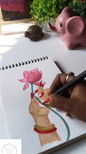 🪷 Divine Hand Holding Lotus | Feminine Indian Art | Watercolour Artwork | Spiritual Painting 🪷