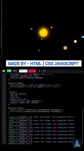 Solar system using html css | #html #css #javascript #code