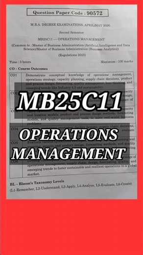 Operations Management(MB25C11) #mb25c11 #operationsmanagement #management #mba #regulation2025