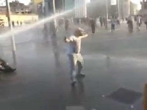 Turkish Police Water Cannon Used Against Protester
