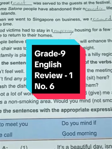 Grade-9 English Review - 1 No. 6 #grade9 #englishlessons #myanmar #education #ပညာဒါန