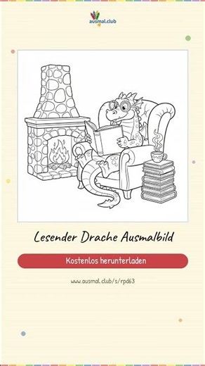 Lesender Drache Ausmalbild | Kostenlos als PDF