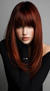 Crimson copper hair with a fringe 🔥🔥 | Hair Color Clique