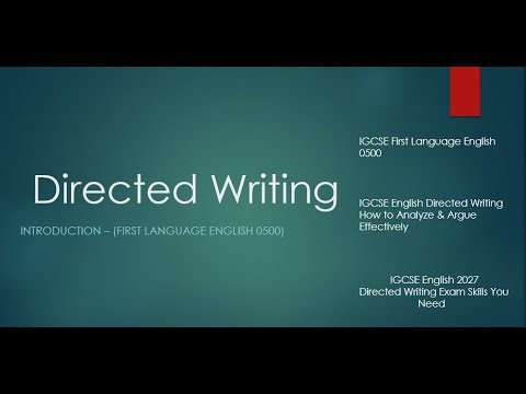 Introduction to Directed Writing 0500 Part 1