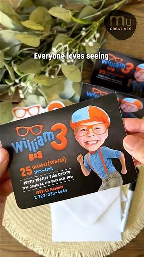 Custom Blippi Birthday Invitation