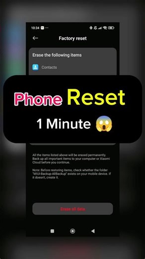 Phone Reset in 1 Minute 😱 | Factory Reset Easily#shorts #tech