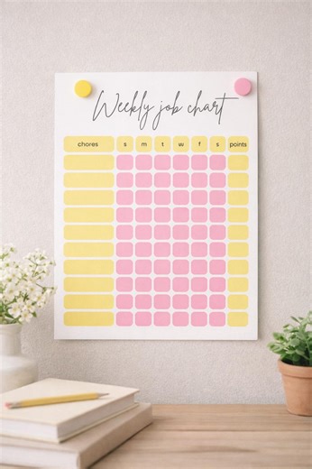 Kids Weekly Chore Chart | Family Responsibility, Routine Tracker (PDF Download)