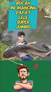 Bocah ini seneng banget mancing dapet ikan super besar