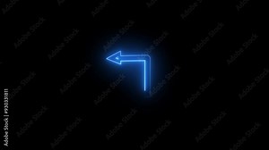 Glowing neon Arrow animation. The arrow points to the left