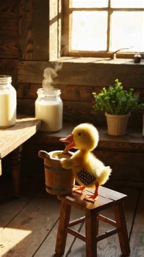 Cinematic AI Country Kitchen Scene 🐥🧈 | Duckling Churning Butter | Cozy Animation