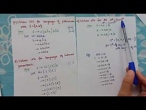 Obtain Context Free Grammar for strings| Context Free Language| Examples