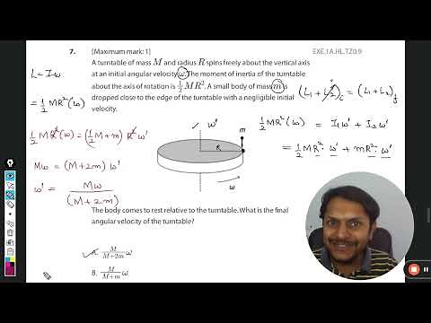 Conservation of Angular Momentum | A turntable of mass and radius spinsfreely about the vertical axi