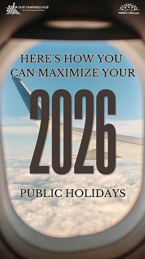 It's that time again to start thinking about your vacation or family holiday plans for the coming year! 🏖️ We have identified the 2026 Singapore public holidays and with some planning, there could a few long weekends next year! Share this public holiday guide with your friends and family, and start planning your leaves to fulfil your well deserved getaway, travel goals, or visits to local tourist destinations ✈️ Source: Ministry of Manpower Always Something for Everyone! #OurTampinesHub #TakeMe
