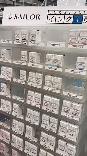 Who else wouldn’t mind an ink storage display like this? If collecting inks is your thing then be sure to check out our 5 for 4 sales on hundreds of inks and refills on site now. #sailorink #fountainpenink #inks #stationerystore #stationerystorage #inkdisplay #inkaddict | Cult Pens