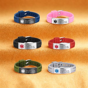 Waterproof Medical Alert Bracelet, Customizable Silicone ID Bracelet - Etsy