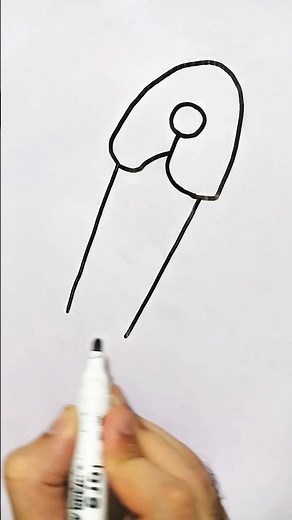 How to draw a Safety Pin 📎 | Drawing for kids and beginners