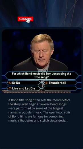 Which Bond Movie Did Tom Jones Sing For?🎤 #quiz #millionaire #trivia #music #movie #gameshow #tvshow