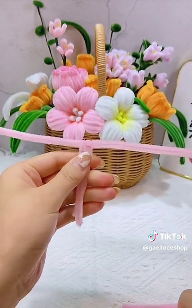 Fuzzy wire flower tutorial! Materials needed are available on the yellow basket 🌸 #trending #fuzzywire #flowers #trendingtiktok #foryoupage #foryou