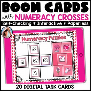Valentine's One More One Less Ten More Ten Less Boom Cards Digital Math Centers