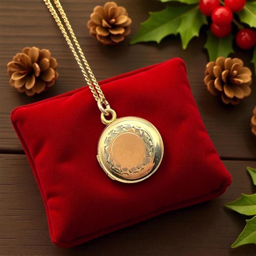 Vintage A&Z Gold Filled Locket Necklace: Etched Photo Pendant, 12K GF Chain - Etsy