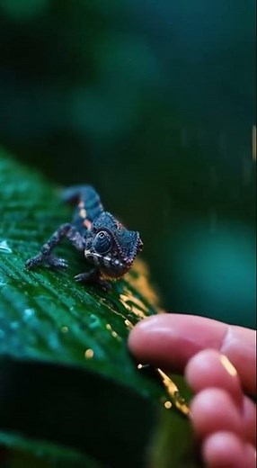 🦎 Unbelievable! Tiny chameleon makes ULTIMATE instant color shift NOW! #lizard #magic #fyp