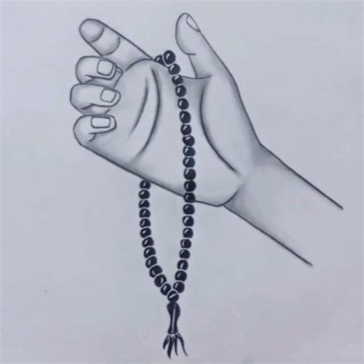 Easy Pencil Sketch Tutorial for Beginners | Hand and Tasbeeh Drawing | Muslim (Islamic) Art #shorts