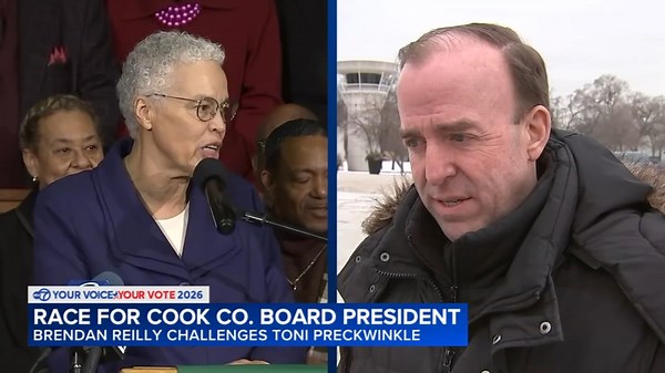 2026 elections: Incumbent Cook County Board President Toni Preckwinkle gets endorsements, Ald. Brendan Reilly launches new ad