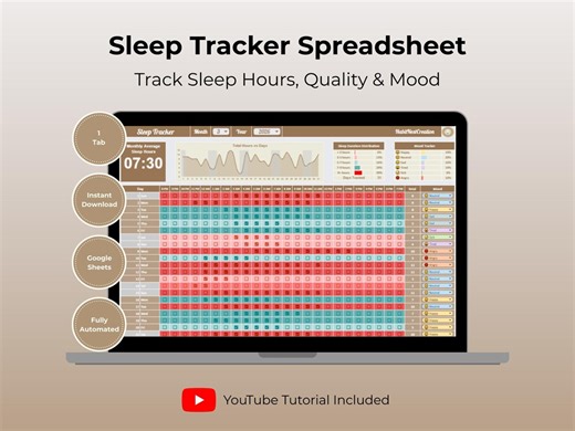 Sleep Tracker Spreadsheet Google Sheets | Sleep and Mood Tracker | Daily Sleep Log | Wellness and Routine Planner - Etsy
