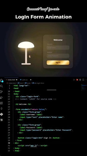Login form lamp using HTML CSS 😎☠️ #coding #loginform