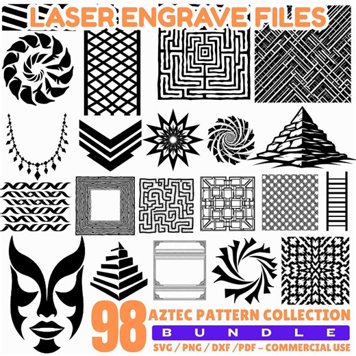 Laser Engrave Files Aztec Pattern Svg Png Pdf & Dxf Bundle Instant Downloads - Etsy