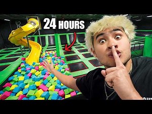 24 HOUR OVERNIGHT CHALLENGE in TRAMPOLINE PARK *CHASED BY SECURITY*