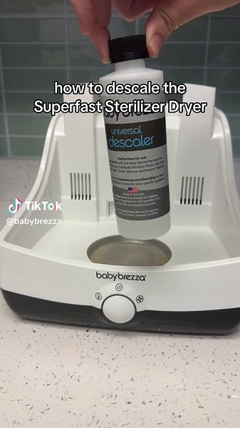 A clean SuperFast Sterilizer Dryer is a happy dryer! Check out our descaling tips in the video! Using our Safe & Effective Descaler Liquid. #parentlife #babybrezza #parentinghack #cleantok #cleanfreak