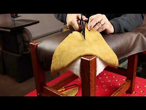 Upholster a Leather Ottoman / Footstool or Footrest DIY Upholstery w/ foam and Dacron layers & Jute
