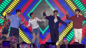 WATCH: PBB Celebrity Collab Edition Big Placers Ralph de Leon, Esnyr Ranollo, River Joseph, and Big Winner Brent Manalo took the stage at the 51st MMFF launch with a special performance. | via Ganiel Krishnan, ABS-CBN News | ABS-CBN News