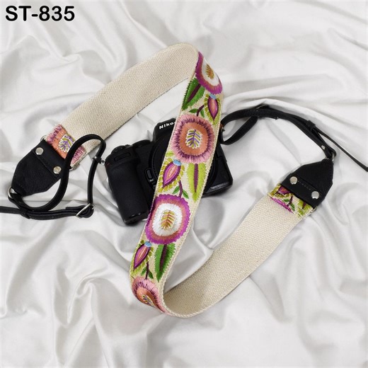 Leather Camera Strap Photographer Gift Adjustable Camera Neck Strap Embroidery Sling DSLR Camera Accessories Black Gift Boyfriend, Father - Etsy