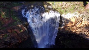 A bird's-eye view of tumbling Trentham Falls in Daylesford and Macedon Ranges, Victoria's highest single-drop waterfall. Video by Drone Addiction #WanderVictoria | Visit Melbourne
