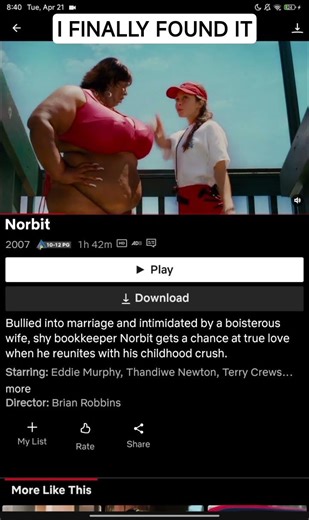 the movie is called norbit it's on Netflix too