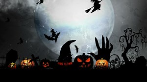 Halloween 2D animation on the cemetery at night - Free Stock Video